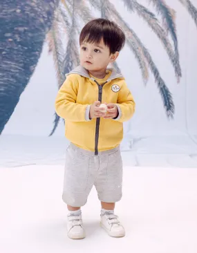 Cardigan réversible gris et jaune bébé garçon