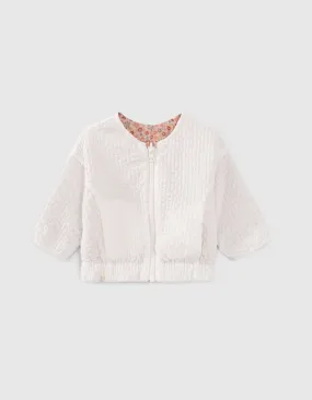Cardigan réversible imprimé et écru bébé fille