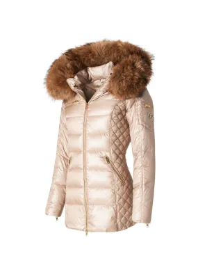 Doudoune a capuche mi-longue femme Rockandblue Ref 58437 Beige