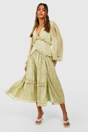 Robe mi-longue fleurie